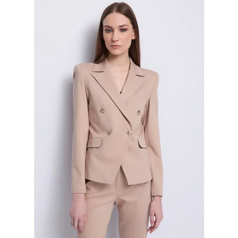 Blazer beige da donna con bottoni dorati