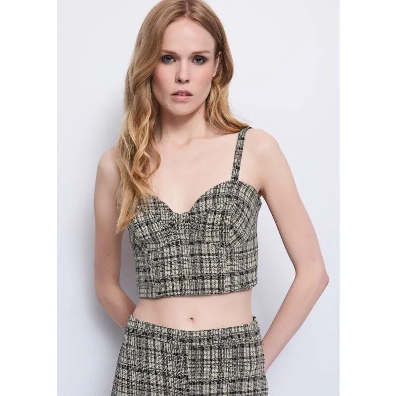 Top da donna jacquard con spalline