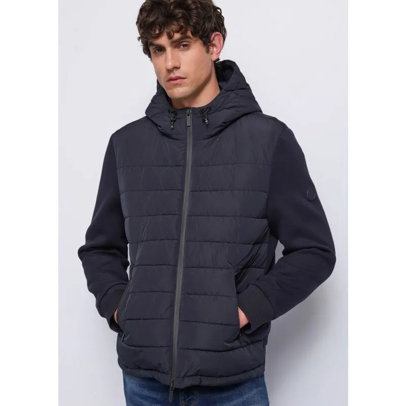 Piumino blu in nylon e scuba