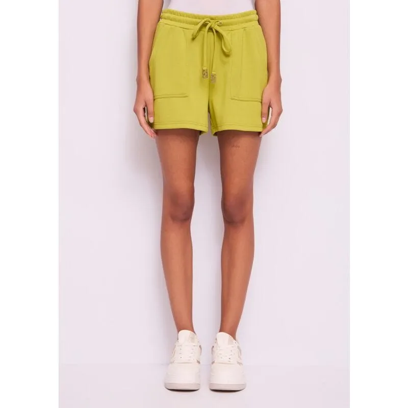 Shorts verde da donna con coulisse logata