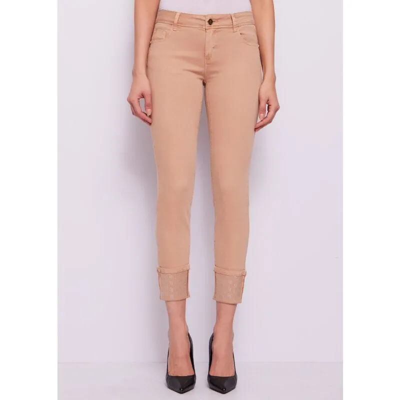 Pantaloni da donna skinny con risvolto