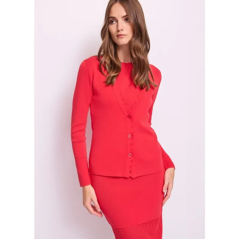 Cardigan da donna rosso con scollo a V