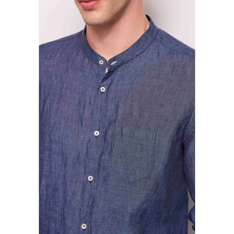 Camicia blu da uomo in lino