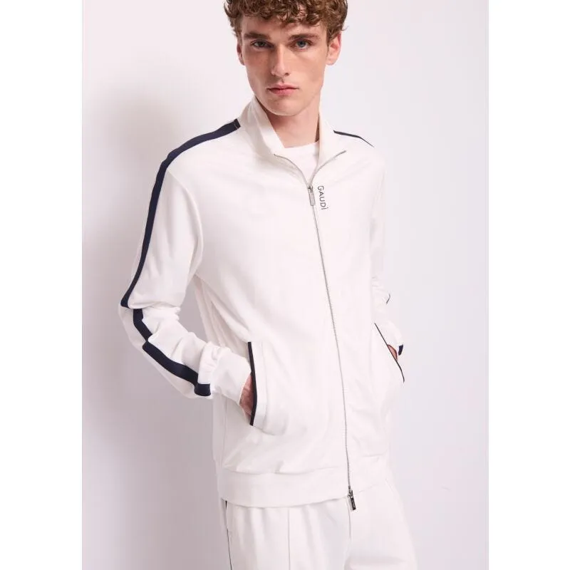 Felpa bianca da uomo con zip