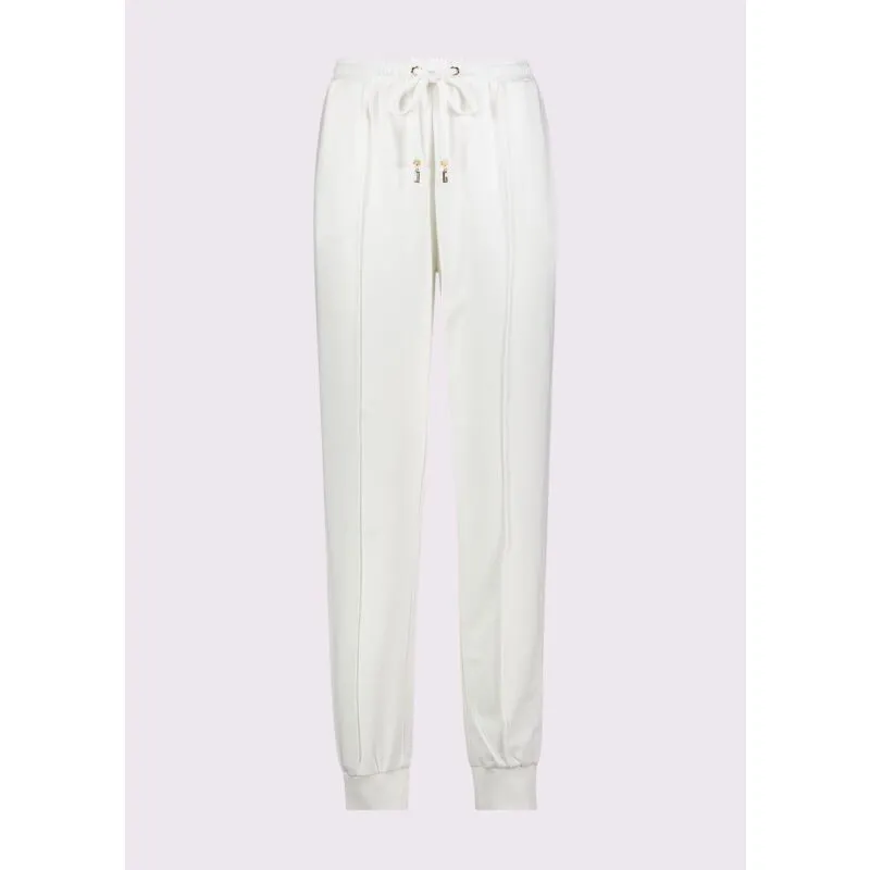 Pantaloni jogging bianchi da donna con piega
