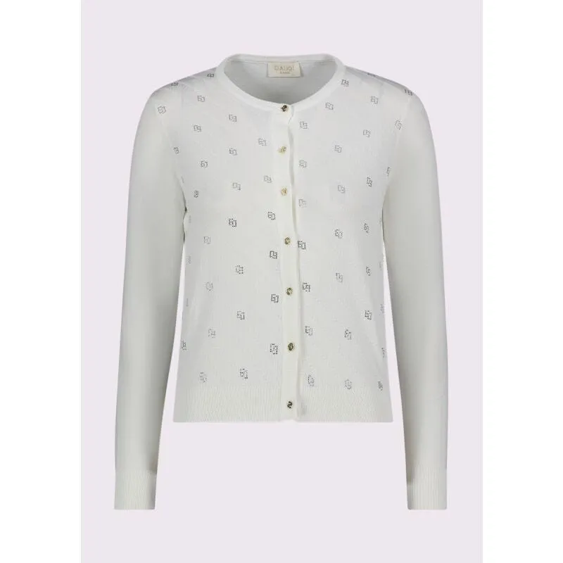 Cardigan donna bianco con bottoni logati