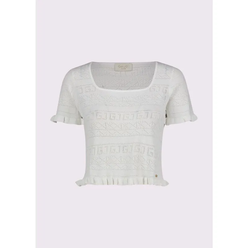 T-shirt donna bianca con scollo quadrato