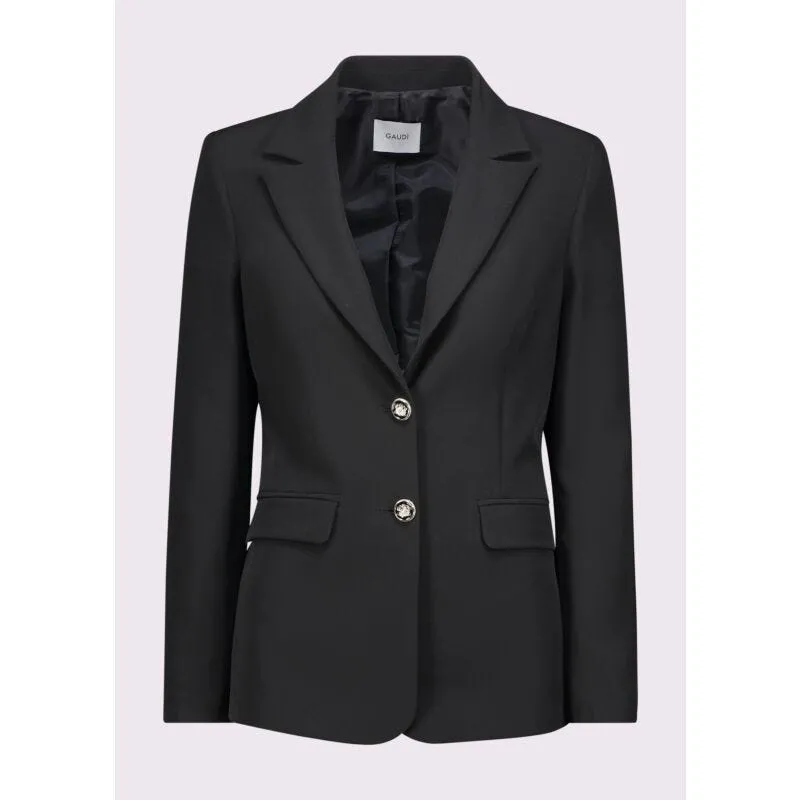 Blazer da donna nero con revers a lancia