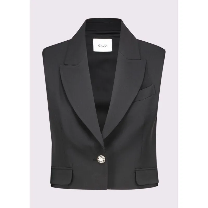 Gilet da donna nero con revers