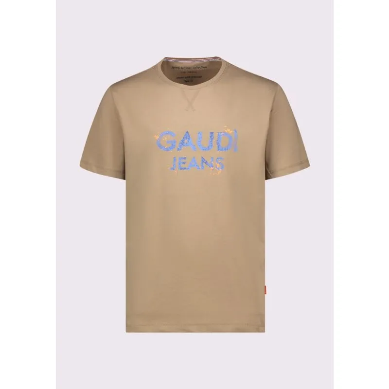 T-shirt beige da uomo in cotone