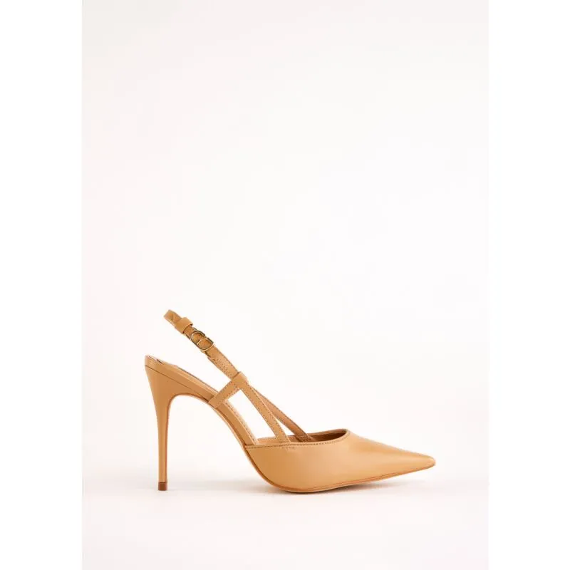 Slingback marrone in pelle