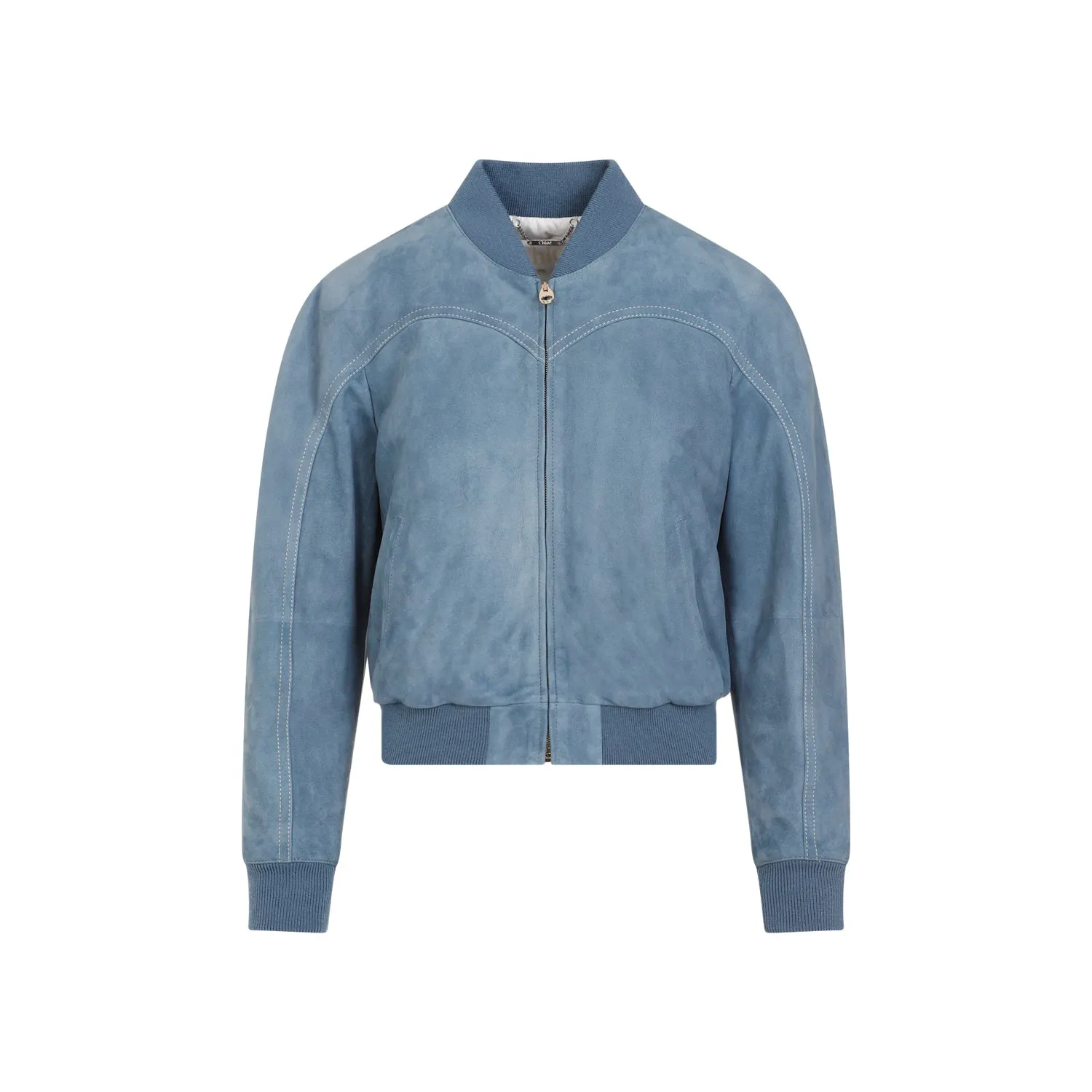 Grizzled Blue Lamb Suede Leather Jacket