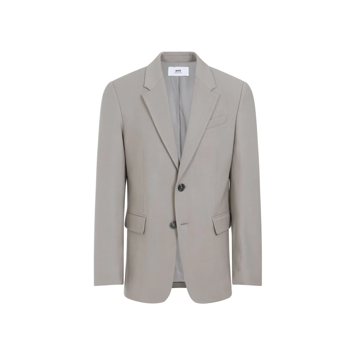 Light Taupe Virgin Wool Two Buttons Jacket