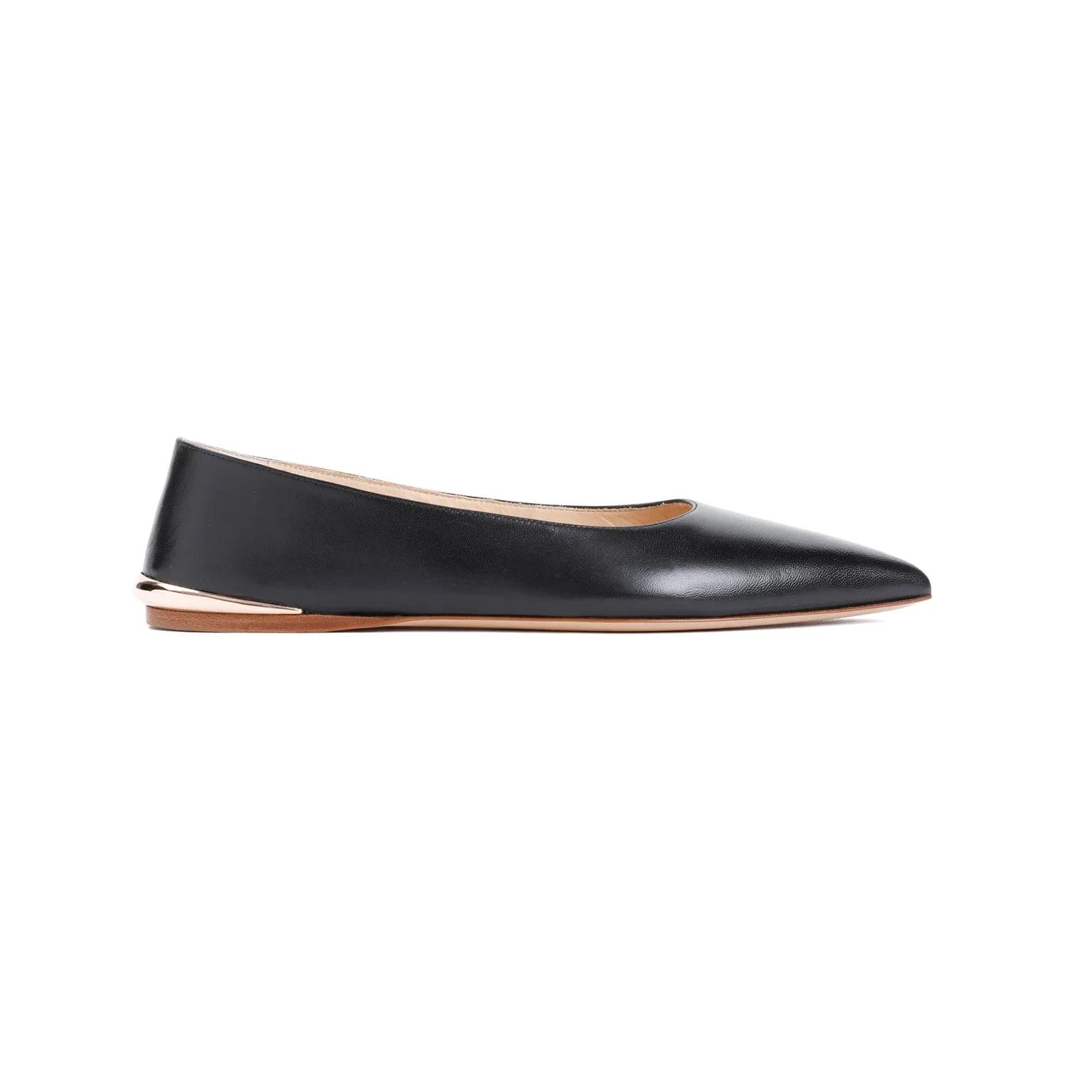 Black Fleur Lamb Leather Ballerinas