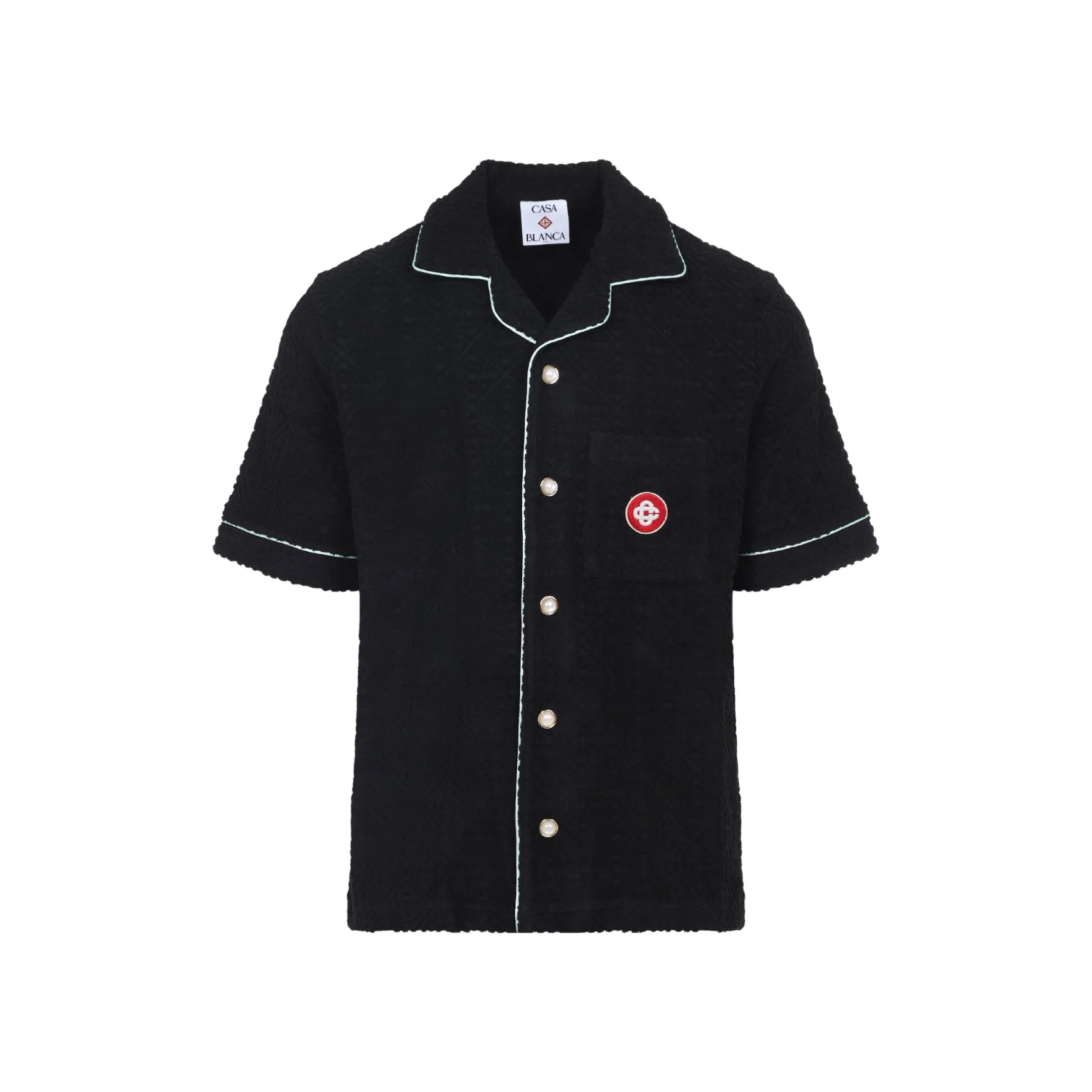 Black Cotton Monogram Towelling Shirt