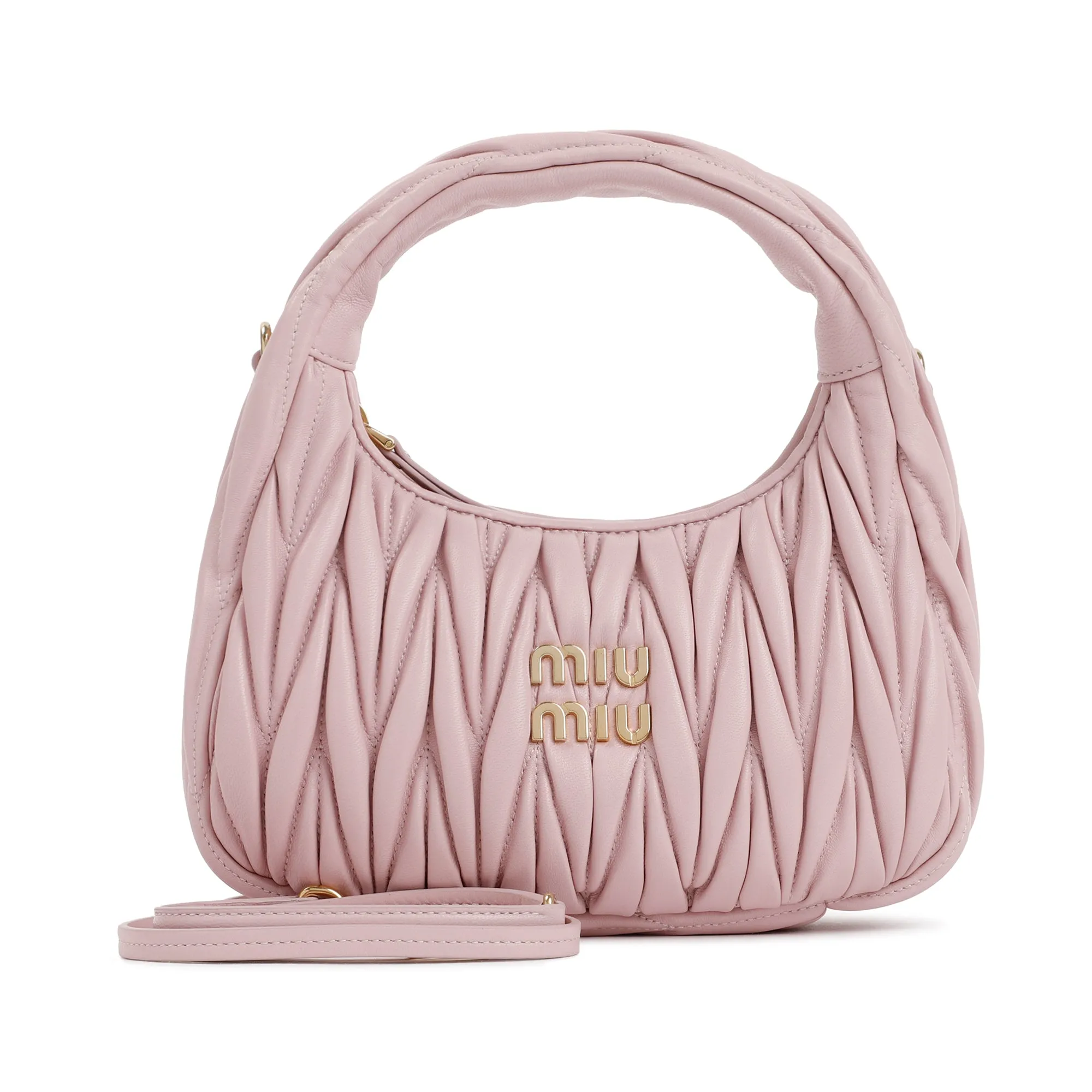 Alabastro Leather Miu Wander Matelassé Hobo Bag