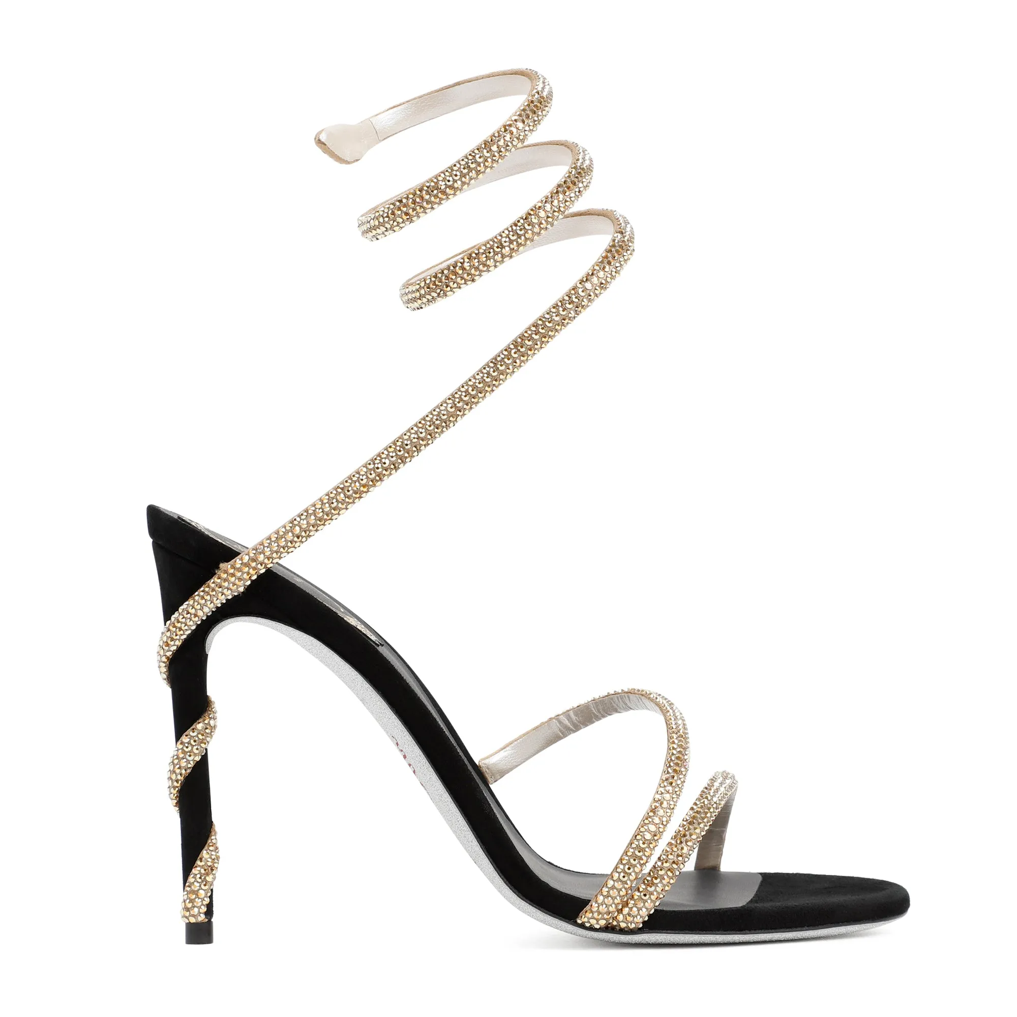 Golden Margot Crystal-Embellished Spiral Sandals
