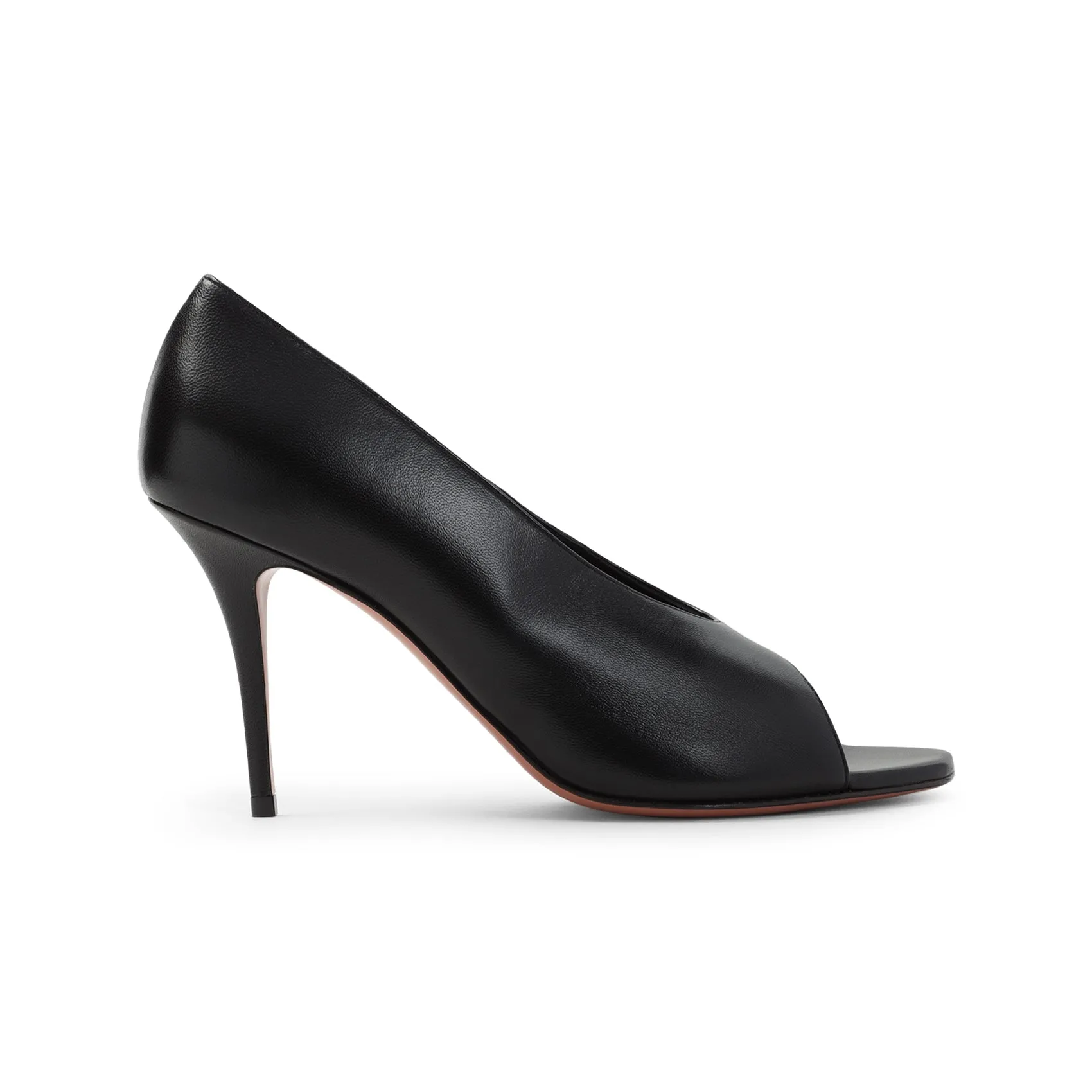 Black Nappa Leather Julianne 90 Peep Toe Pumps