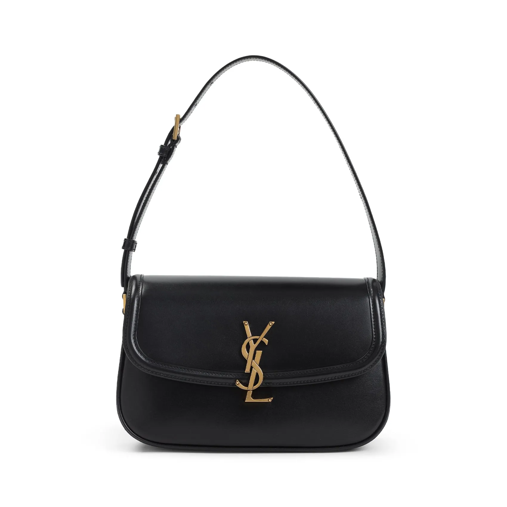 Black Solferino Brushed Leather Shoulder Bag