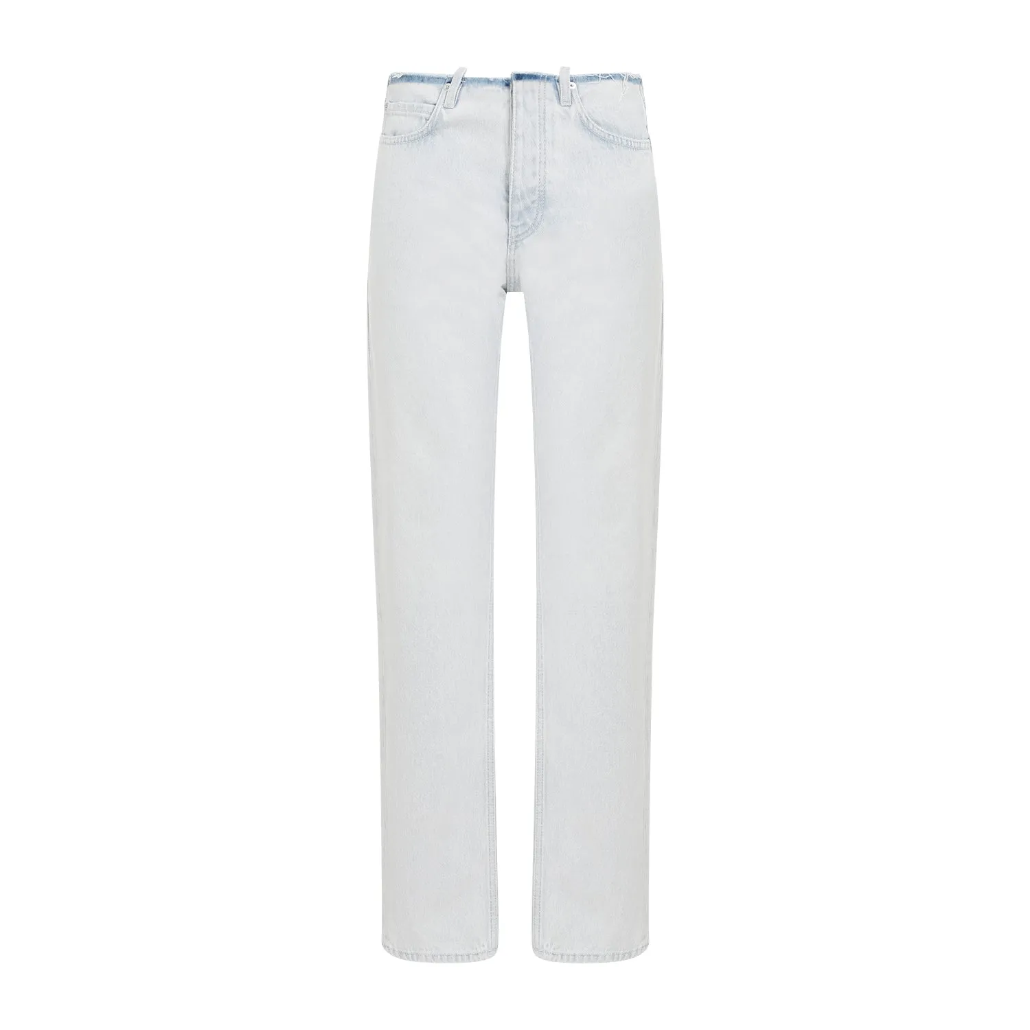 Light Blue Cut Off Waistband Cotton Jeans