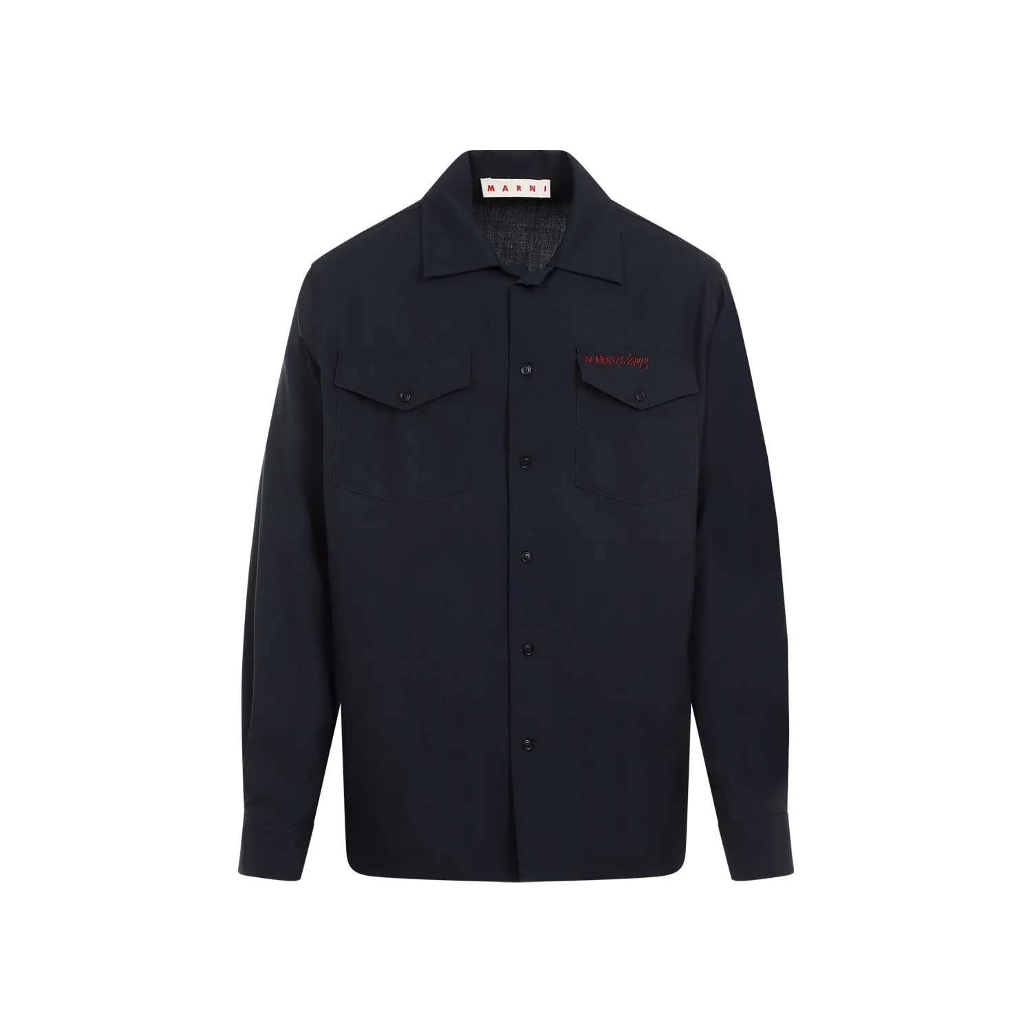 Blue Black Virgin Wool Shirt