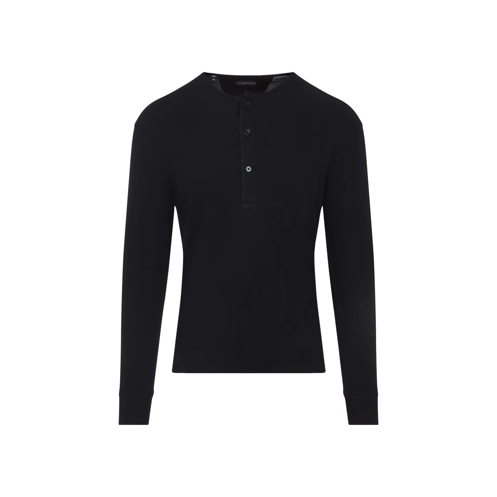 Black Henley Cotton T-Shirt