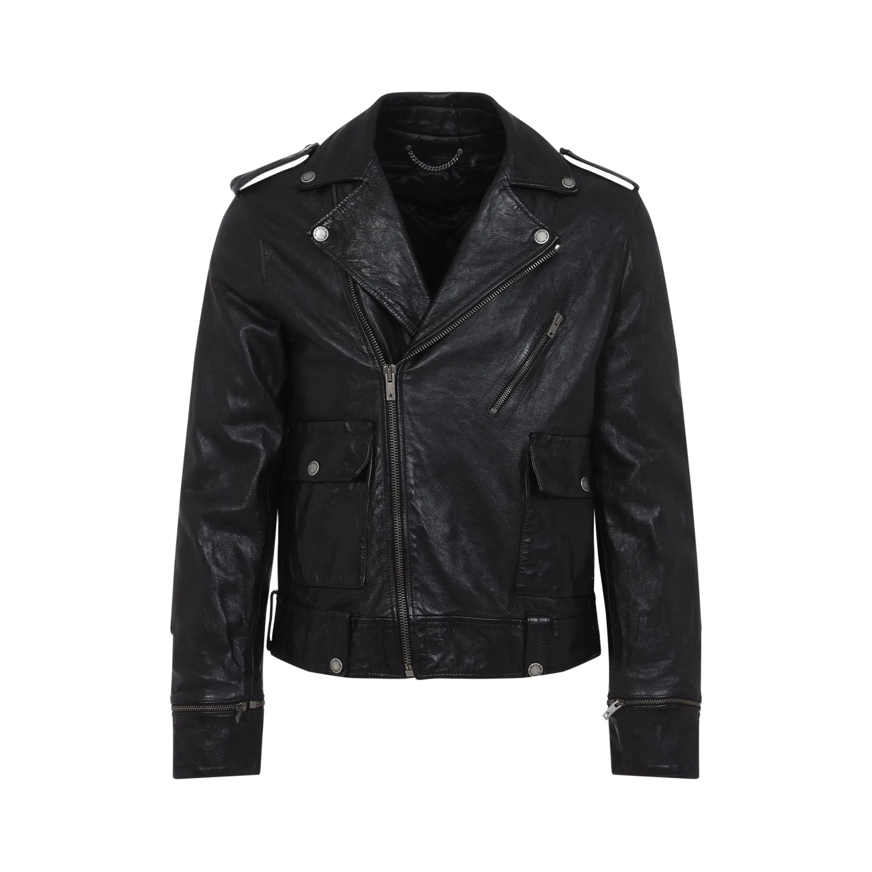 Black Golden Ovine Leather Jacket