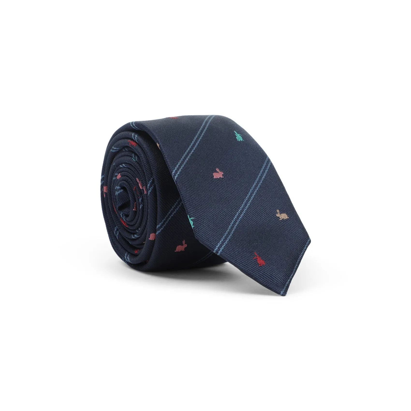 Blue Silk Rabbit Stripe Tie