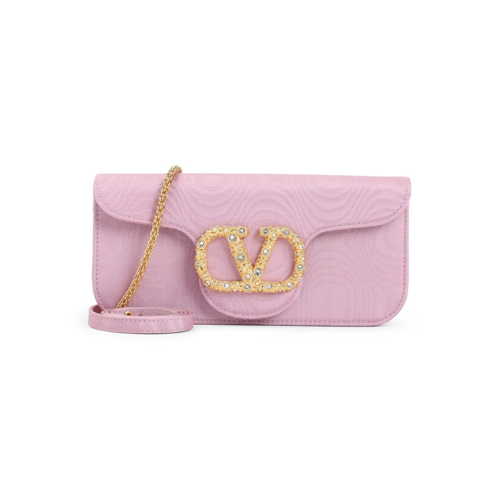 Pink Moiré Textile Clutch