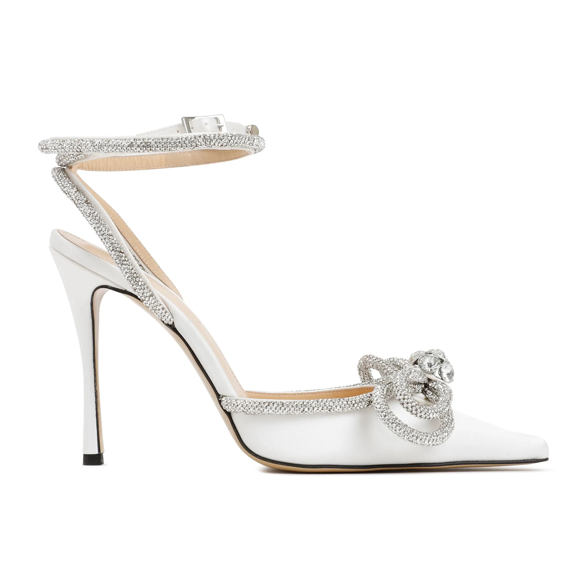White Silk Double Bow High Heels