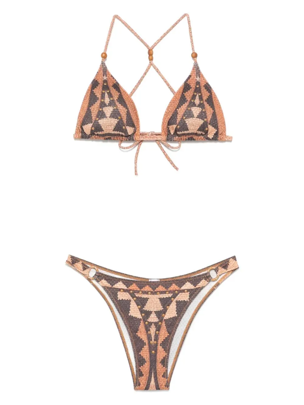 Bikini Triangolo Intreccio Africano Con Borchie