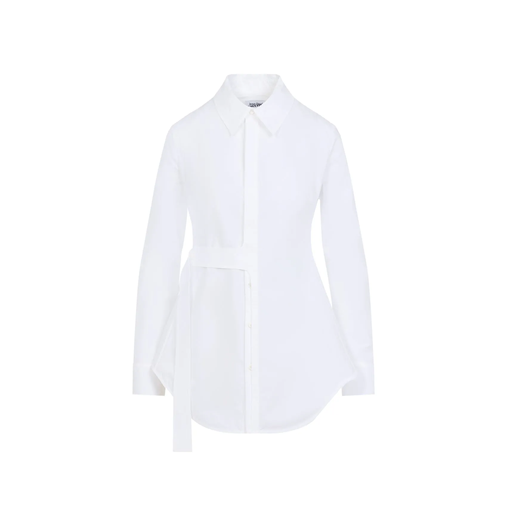 White Strap Detail Cotton Shirt