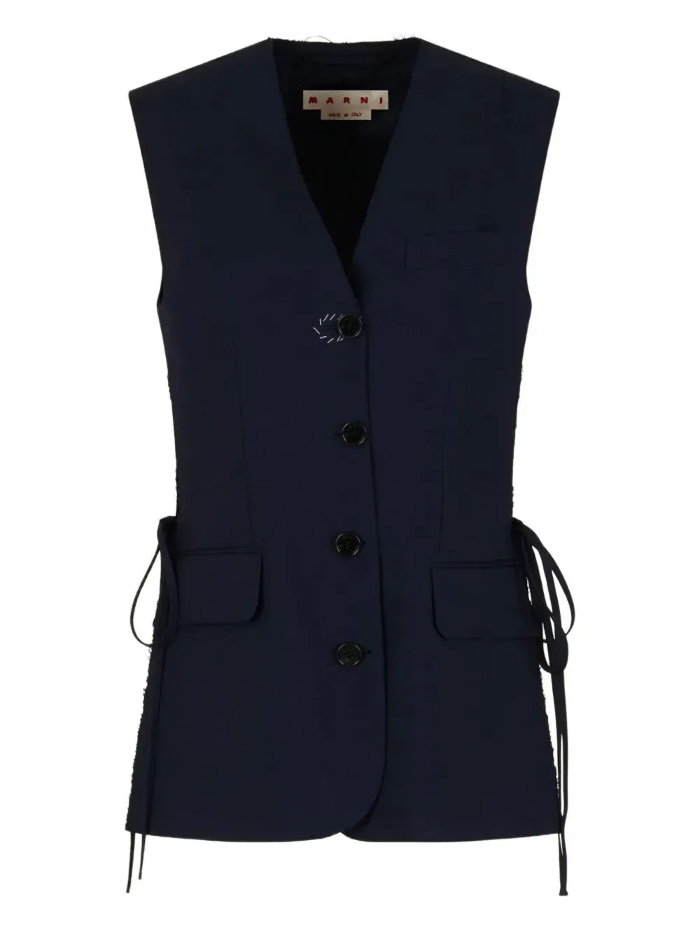 Gilet In Lana Con Profondi Spacchi Laterali