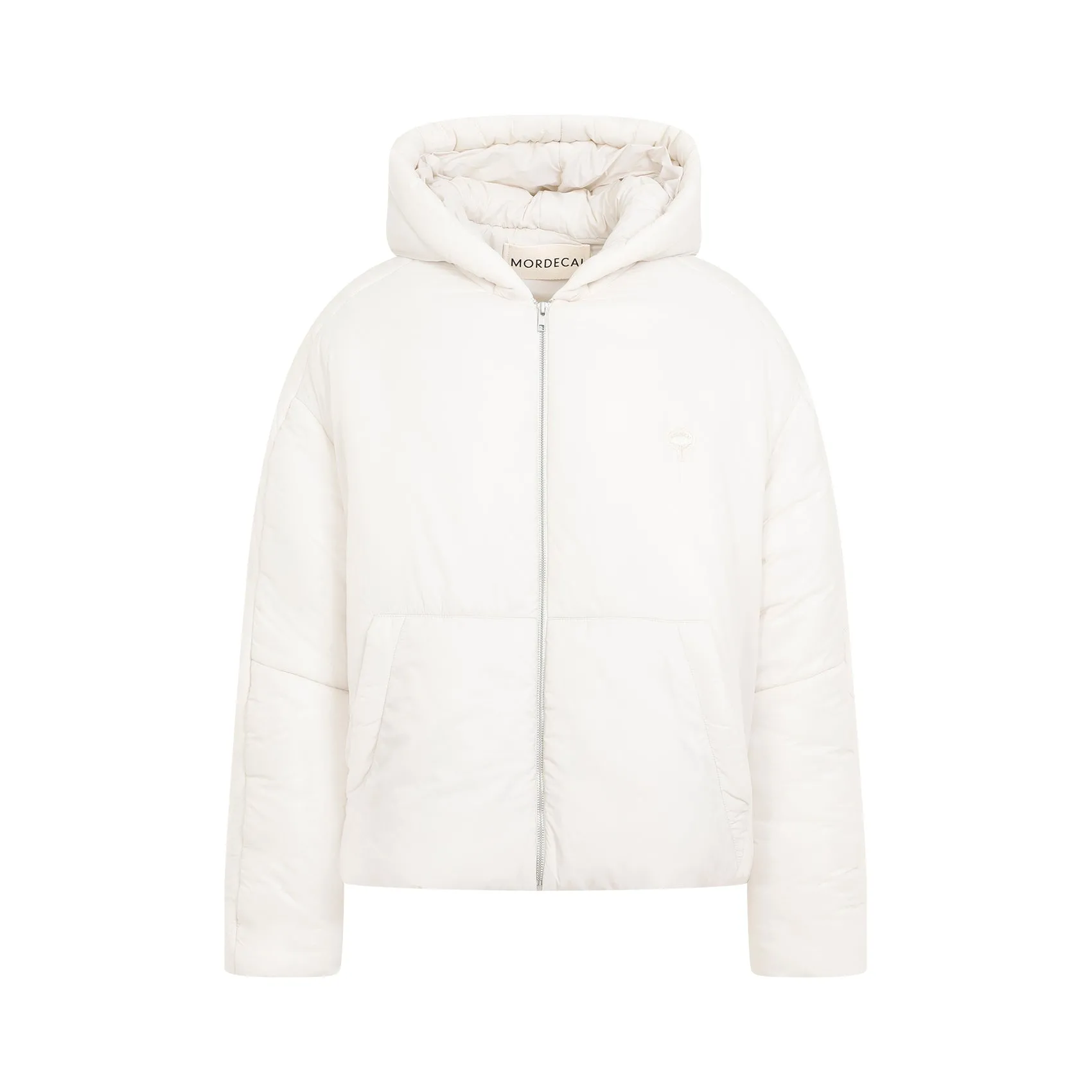 Ivory White Mordecai Padded Hooded Nylon Jacket