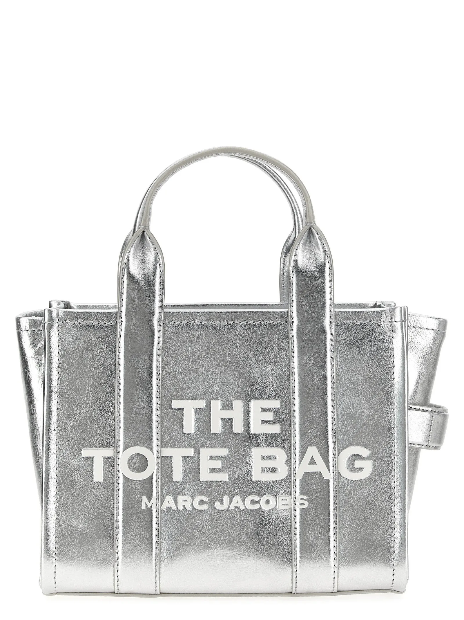 The Metallic Leather Small Tote Borse A Mano Silver