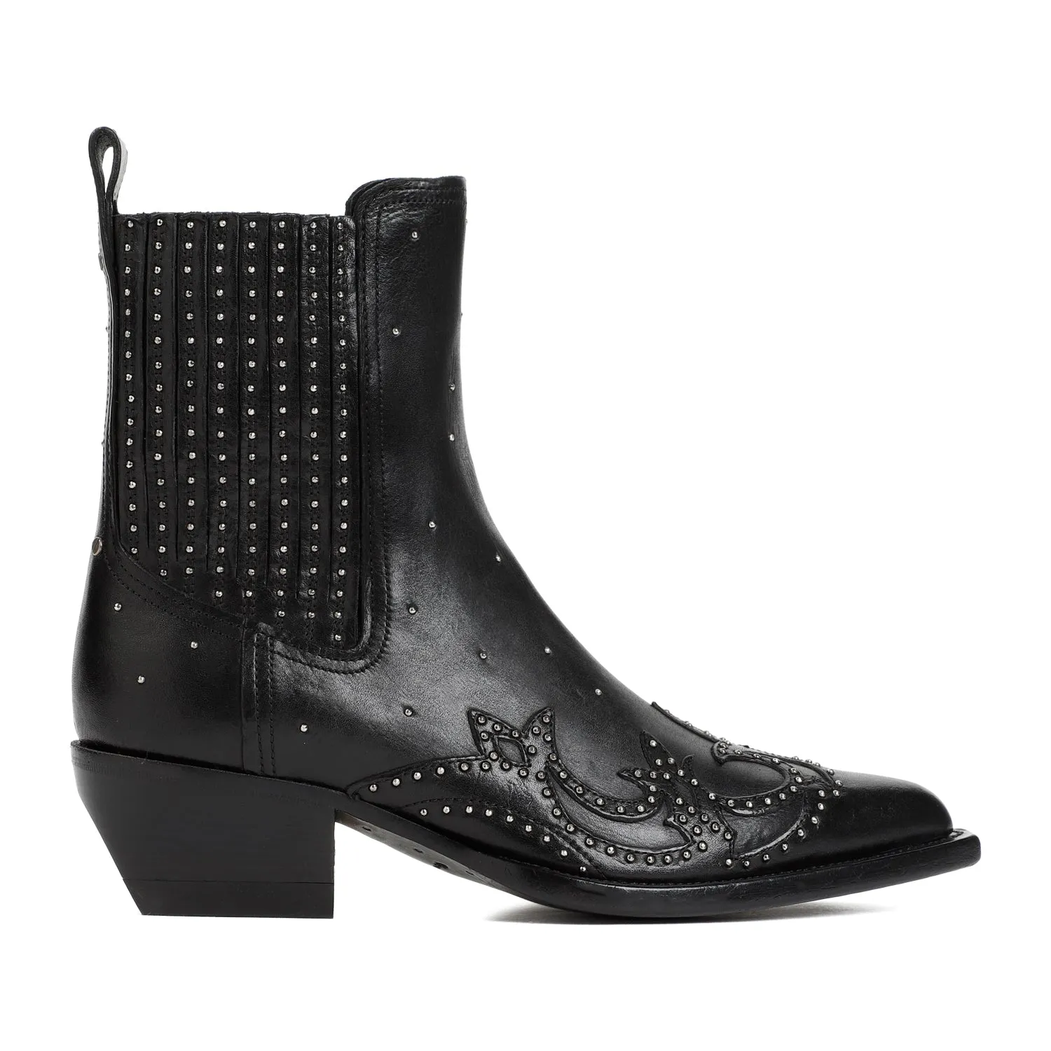 Black Debbie Cow Leather Beatles Boots