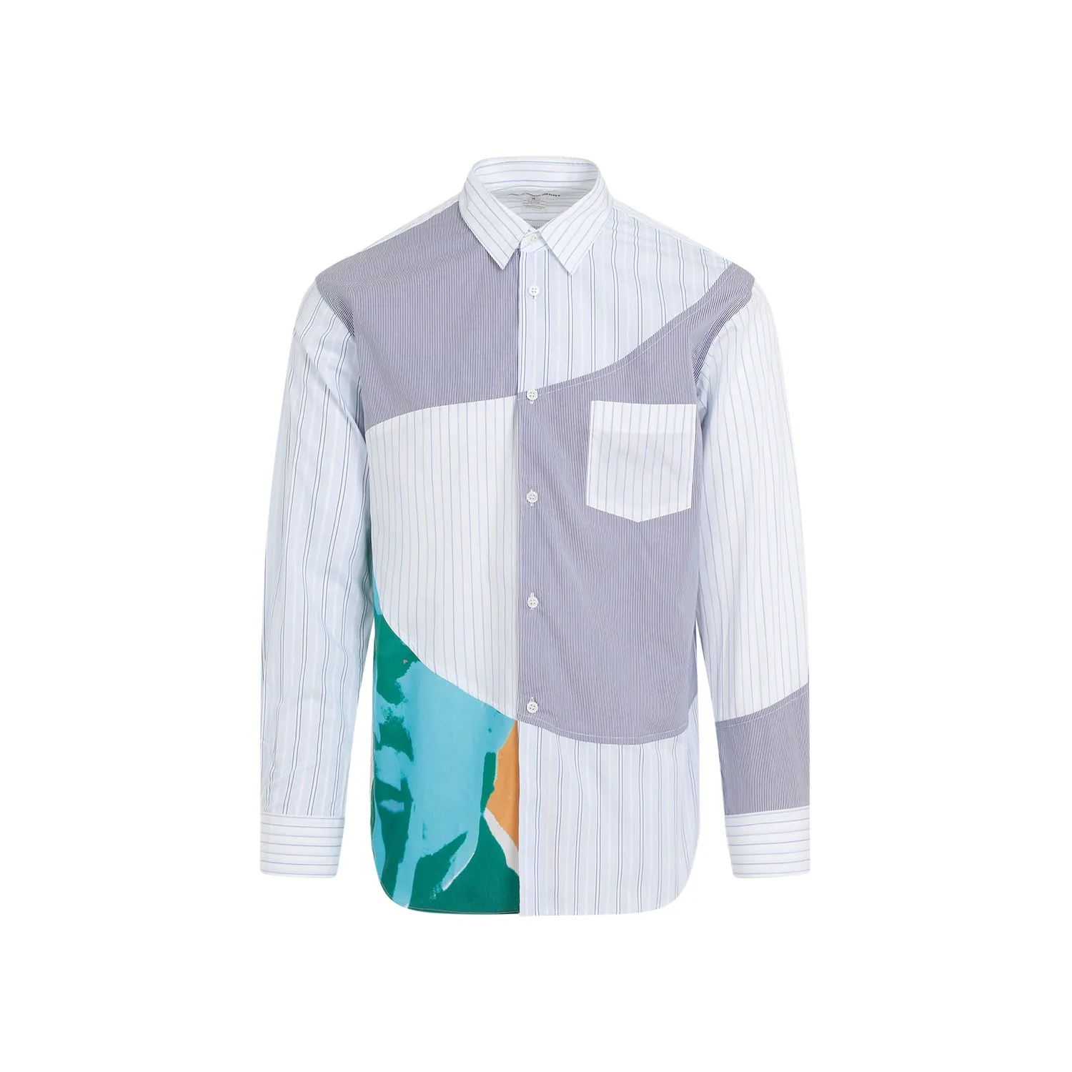 Blue Patchwork Poplin Shirt