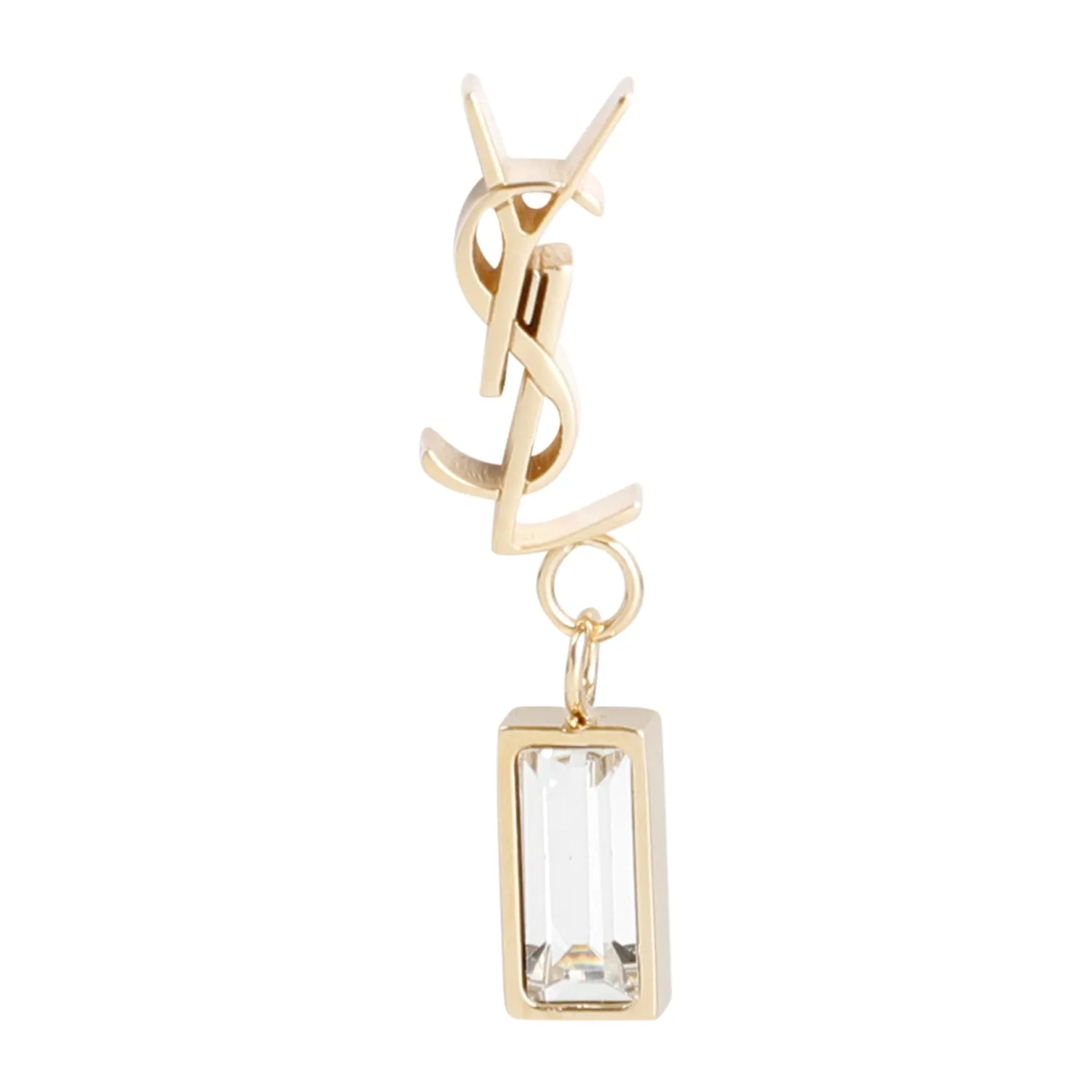 Gold Crystal Single Pampil Brass Earrings