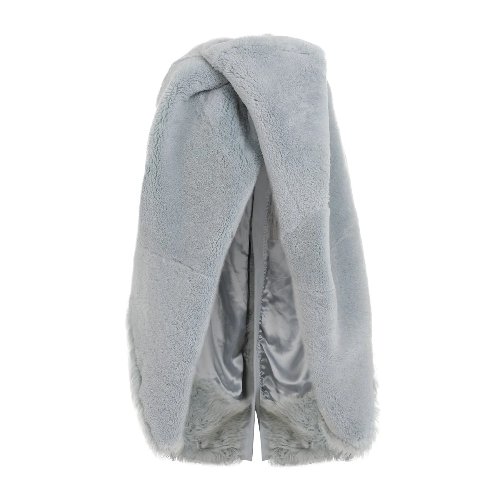 Pale Blue Lamb Shearling Short Masto Cape