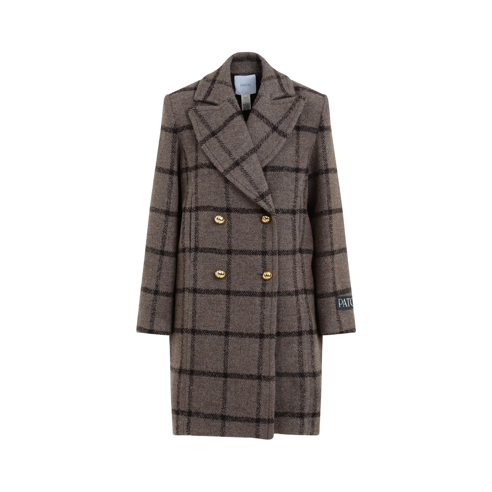 Grey Checkerboard Wool Soft Tailored Coat