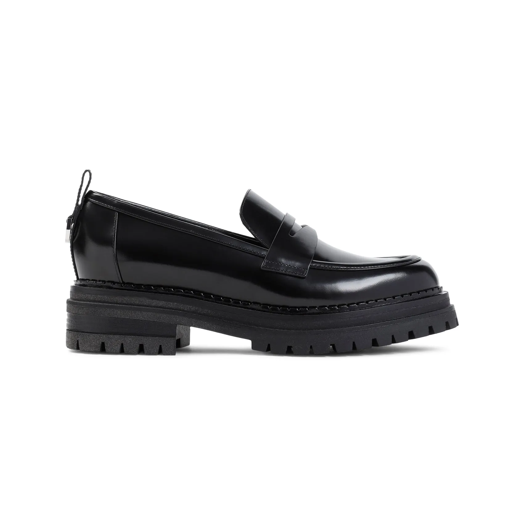 Black Flat Leather Loafers