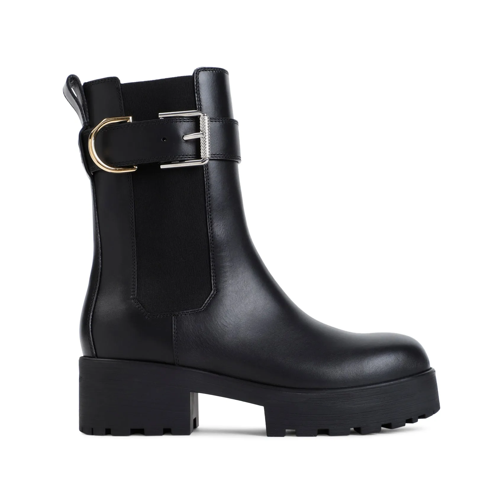 Black Chelsea Calf Leather Boots
