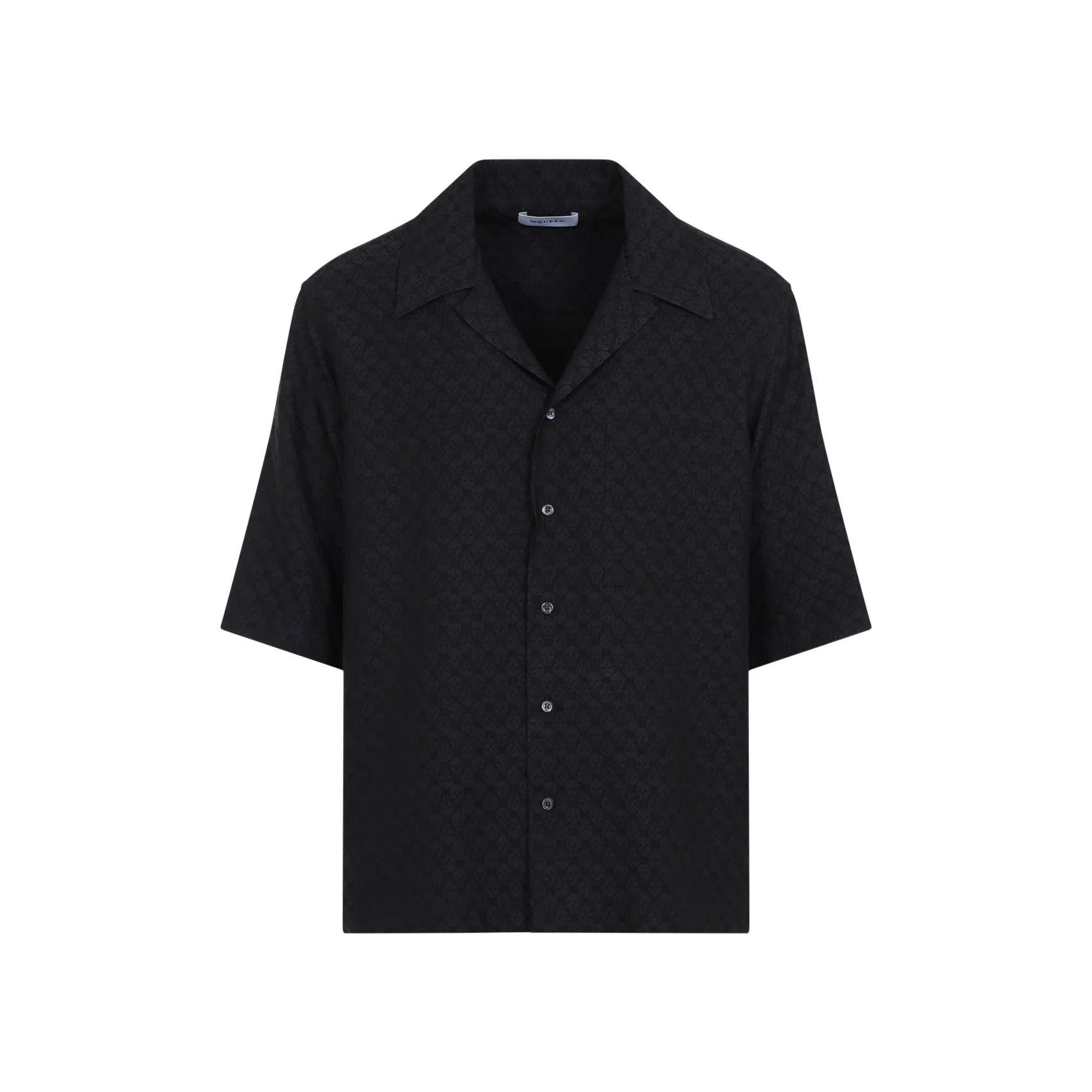 Black Camp Collar Hawaiian Viscose Shirt