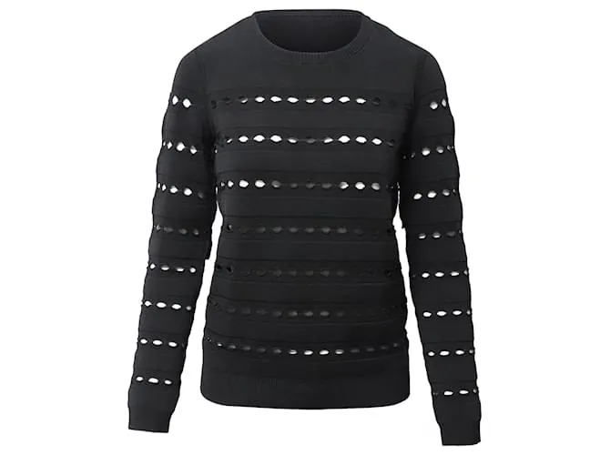 Pullover con fasciatura in maglia elasticizzata Herve Leger in rayon nero