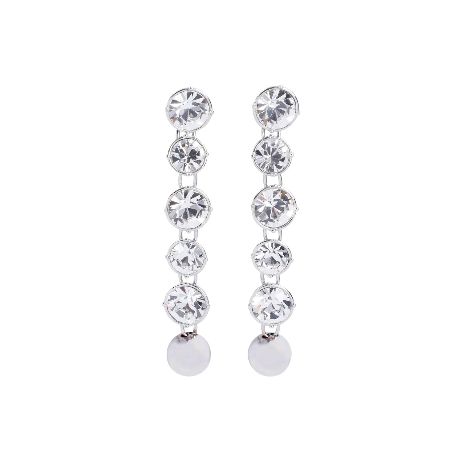 Silver Long Diamond Brass Earrings