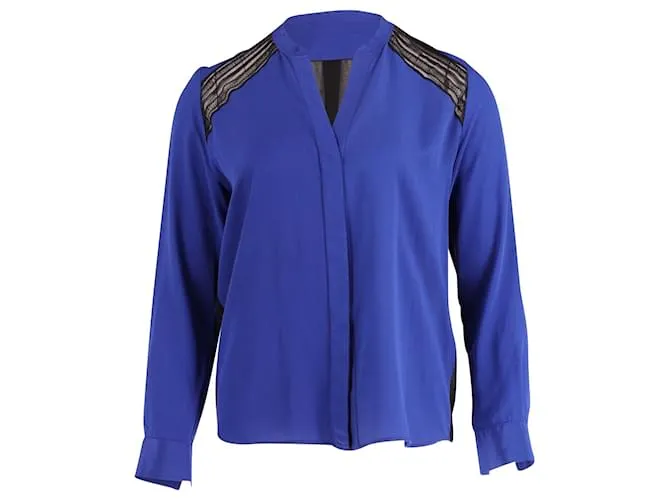 Blusa Sandro con dettagli in pizzo in poliestere blu