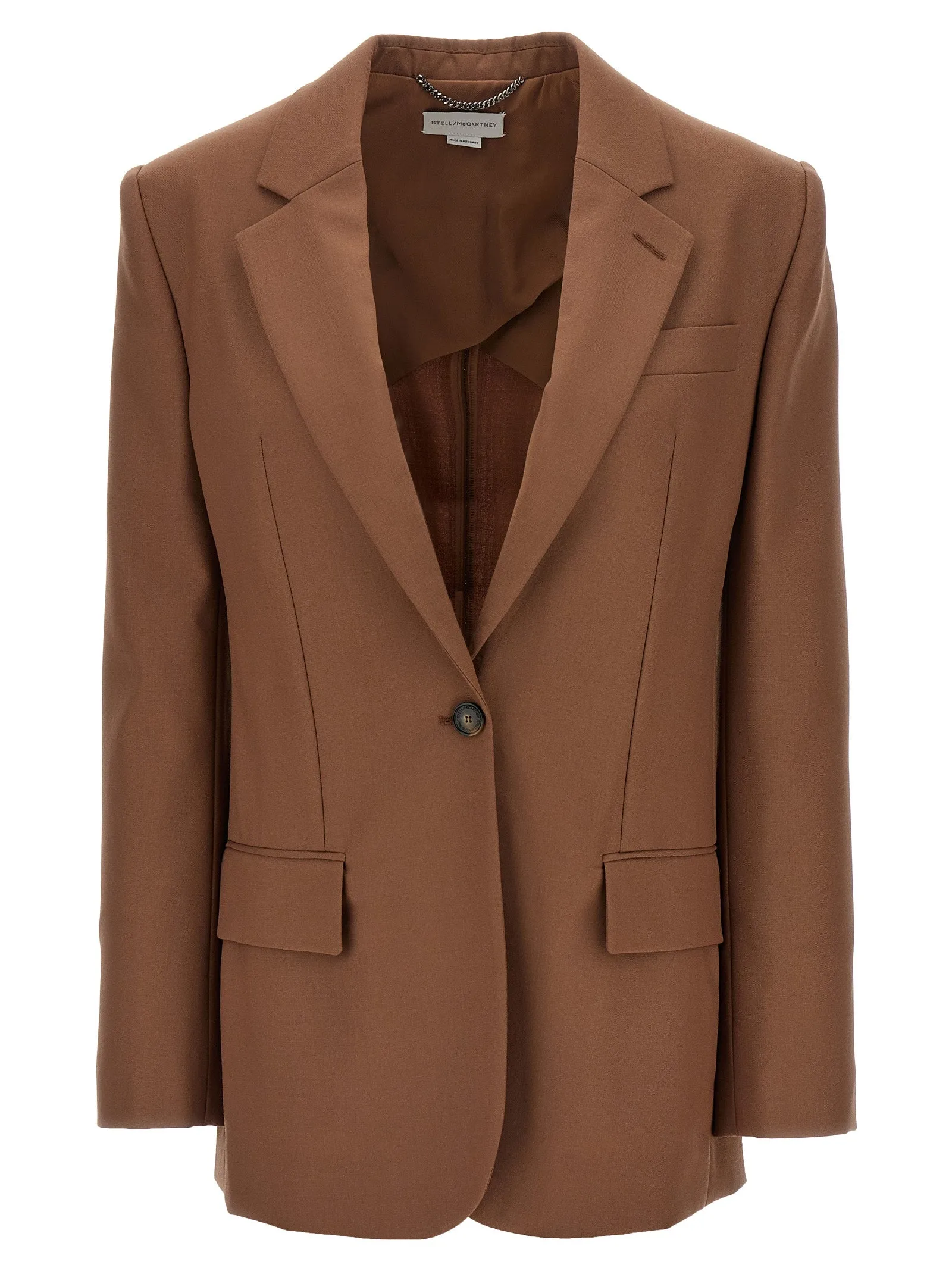 Single-Breasted Wool Blazer Blazers Marrone