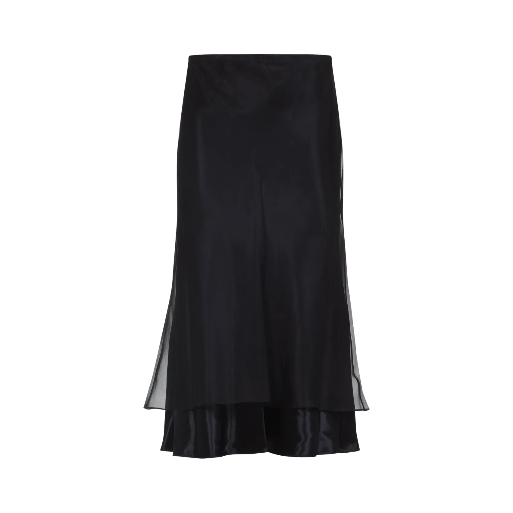 Black Monina Viscose Midi Skirt