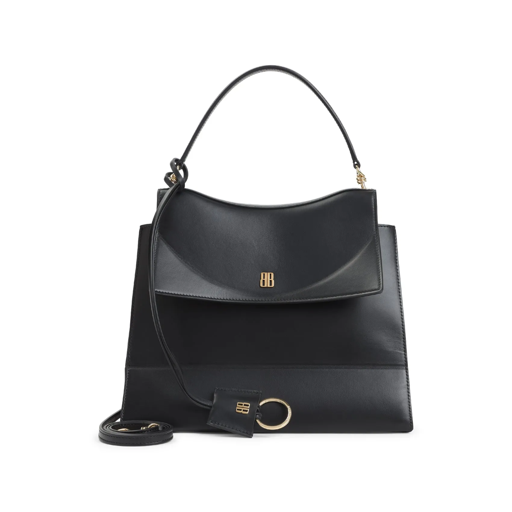Black Nano Leather Shoulder Bag