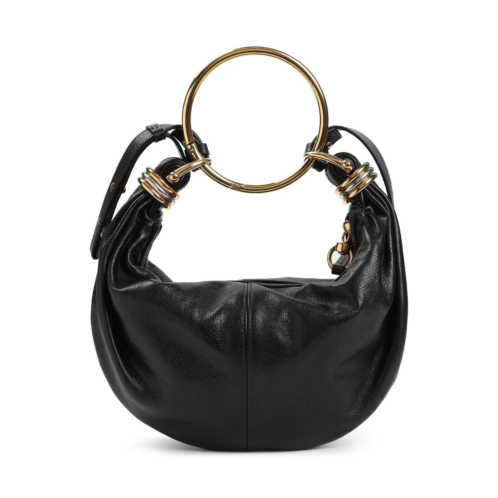 Black Bracelet Calf Leather Shoulder Bag